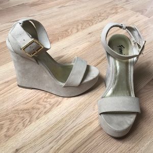 Nude Suede Wedges